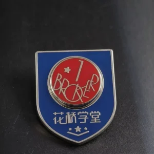 Magnetic Replaceable Shield-Shaped Lapel Pin Blue Enamel Zinc Alloy