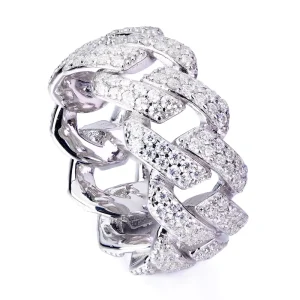 Manufacturer Custom 925 Silver 9mm Ring, Sizes 7-11, Rhodium-Plated Hip-Hop Cuban, Unisex