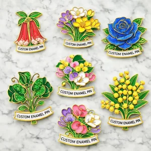 Manufacturer Custom Design Your Own Flower-Shaped Enamel Coat Brooch Lapel Pin