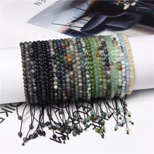 Men’s 4mm Natural Stone Crystal Semi-Precious Stone Classic Beaded Bracelet