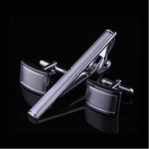Men’s Cufflinks and Tie Clip Set, Business Formal