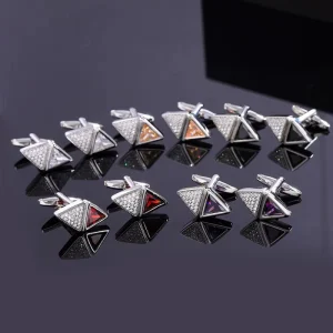 Men’s Double Triangle Zircon Alloy Cufflinks
