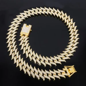 Men’s Hip Hop Cuban Necklace, Full Diamond Pepper Chain