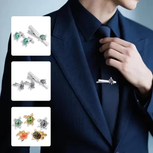 Men’s Metal Cufflink Tie Clip Sets for Suits Business Gift Formal Event or Wedding Use Full Logo Custom Available