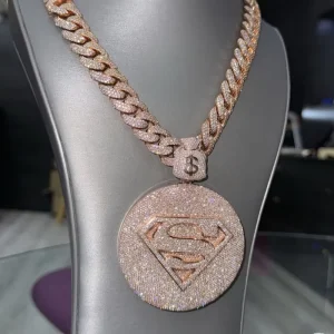 Men’s Miami Cuban Chain Custom Clasp 925 Sterling Solid Silver VVS Ice Out Moissanite Diamond Pendant Jewelry