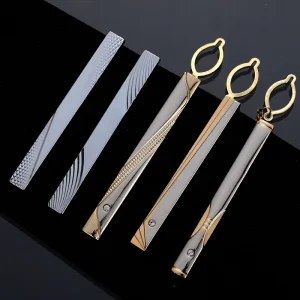 Men’s Silver and Gold Color Cufflinks and Tie Clip Set