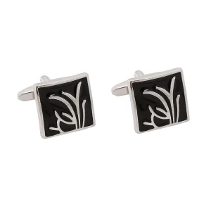 Men’s Square Black Cuff Links and Tie Clips for French Business Shirts