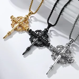 Men’s Stainless Steel Cross Pendant Necklace