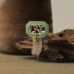Meow Meow Garden Architectural Art Window Brooch, 925 Sterling Silver, Natural Stones