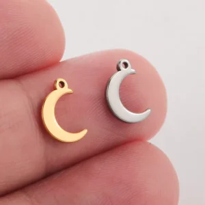 Mini Moon and Star Crescent Stainless Steel Pendant Charm for Jewelry Making Necklace Bracelet