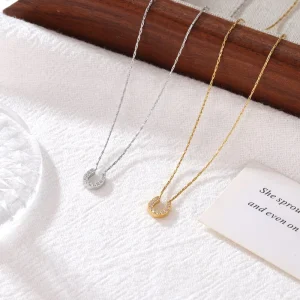 Mini U-Shape Horseshoe Pendant Necklace Stainless Steel Women’s