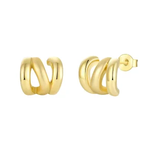 Minimalist Classic 925 Sterling Silver 18K Gold-Plated Hoop Earrings for Women