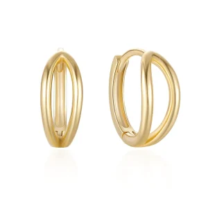Minimalist Double-Layer Hoop Earrings, S925 Silver, Gold-Plated