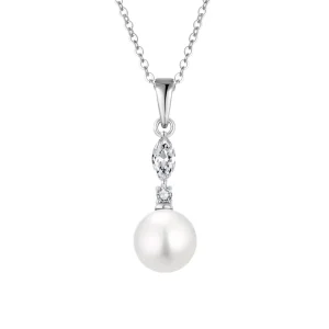 Minimalist Silver White Shell Pearl Pendant Necklace for Women