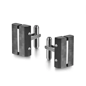 Minimalist Stainless Steel Black Cufflinks for Men