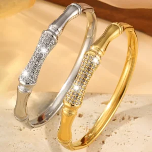 Moissanite Bracelet 18K Gold Plated Titanium Stainless Steel for Women