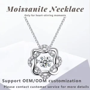 Moissanite Eight-Pointed Pendant Necklace, 925 Sterling Silver, GRA Certificate
