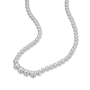 Moissanite Necklace 925 Sterling Silver Gradual Change Size Moissanite Tennis Link Chain