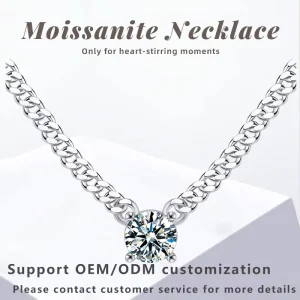 Moissanite Pendant Necklace, 925 Sterling Silver, GRA Certificate