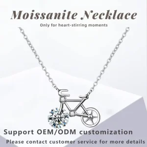 Moissanite Pendant Necklace, 925 Sterling Silver, GRA Certificate