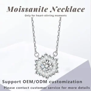 Moissanite Pendant Necklace, 925 Sterling Silver, GRA Certificate