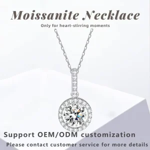 Moissanite Pendant Necklace Custom 925 Sterling Silver with GRA Certificate