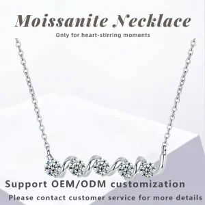Moissanite Pendant Necklace Custom 925 Sterling Silver with GRA Certificate