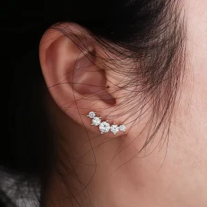 Moissanite Stud Earrings Gold-Toned K-Gold Women’s Minimalist Individually Packaged
