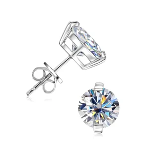 Moissanite Stud Earrings Unisex Geometric Design S925 Silver Gold and Rhodium Plated