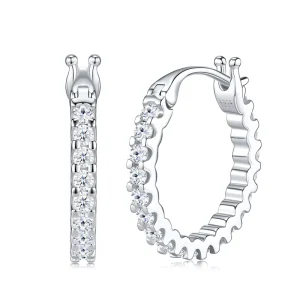Moissanite Wavy Stud Earrings 925 Silver Smooth Edge Platinum Plated