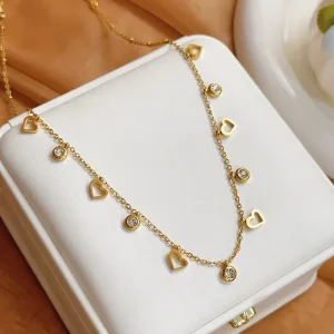 Multi-Layer Stackable Necklace, 18K Gold-Plated Stainless Steel Clavicle Chain for Women