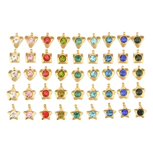 Multiple Shapes and Colors Diamond Pendants Stainless Steel Charm Pendants for DIY Jewelry Making Accessory
