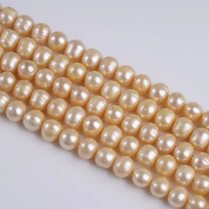 Natural 10-11mm Gold Potato Freshwater Pearl Strand for Jewelry Making