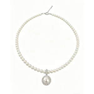 Natural 4-5mm Freshwater Pearl Pendant Necklace with Adjustable Buckle