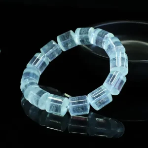 Natural Aquamarine Bucket Bead Bracelet