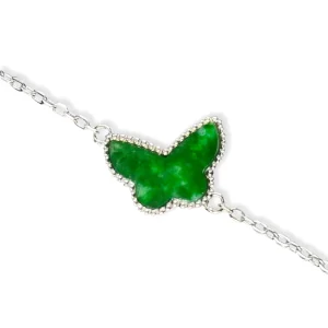 Natural Burmese Grade A Jadeite Butterfly Bracelet for Women with NGTC