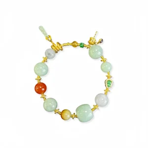 Natural Burmese Grade A Jadeite Multicolor Bead Bracelet and Pendant with NGTC