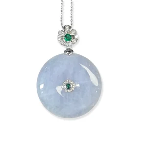 Natural Burmese Grade A Jadeite Pendant Round Peace Buckle Jadeite Pendant Women Everyday Wear Jadeite Gift (with NGTC)