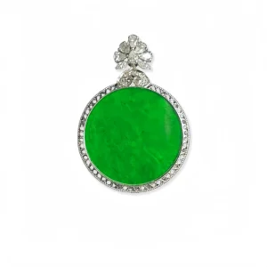Natural Burmese Grade A Jadeite Round Pendant Necklace for Unisex with NGTC Certificate
