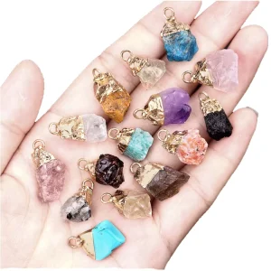 Natural Crystal Agate Raw Stone Irregular Pendant for DIY Necklace Accessory Handcrafted
