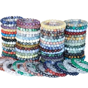 Natural Crystal Gemstone Beaded Bracelet for Women