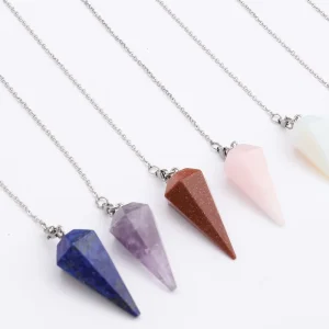 Natural Crystal Gemstone Pendulum Pendant Hexagon Dowsing Decoration Fashionable Pendants & Charms