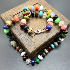 Natural Crystal Stone Multi-Gemstone Layering Necklace for Women