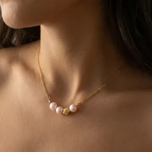 Natural Freshwater Pearl Link Choker Necklace, Waterproof