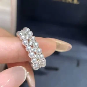 Natural Freshwater Pearl Ring with Hand-Woven Multi-Pearl Design