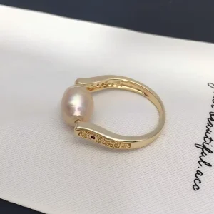 Natural Freshwater Pink Baroque Pearl Ring Personalized Pearl Jewelry