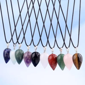 Natural Gemstone Crystal Agate Teardrop Pendant, DIY Jewelry