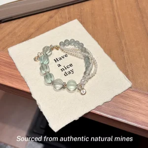 Natural Green Fluorite Wrap Bracelet with Pumpkin Bead Freshwater Pearl Sunflower Drop