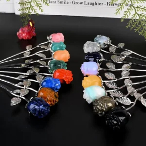 Natural Healing Stone Flower Crystal Polished Gemstone Rose Flower Carving for Home Decoration