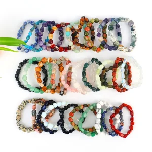 Natural Healing Stone Irregular Semi-Precious Crystal Bead Bracelet